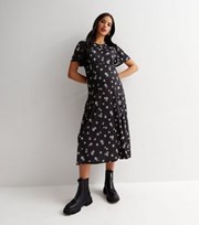 New Look Maternity Black Floral Jersey Midi Dress